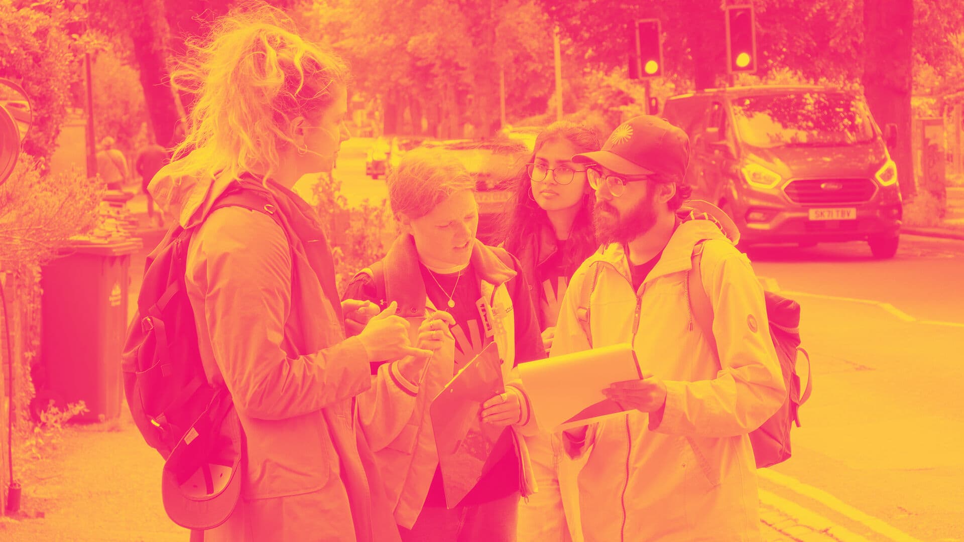 Activists at a protest rally
